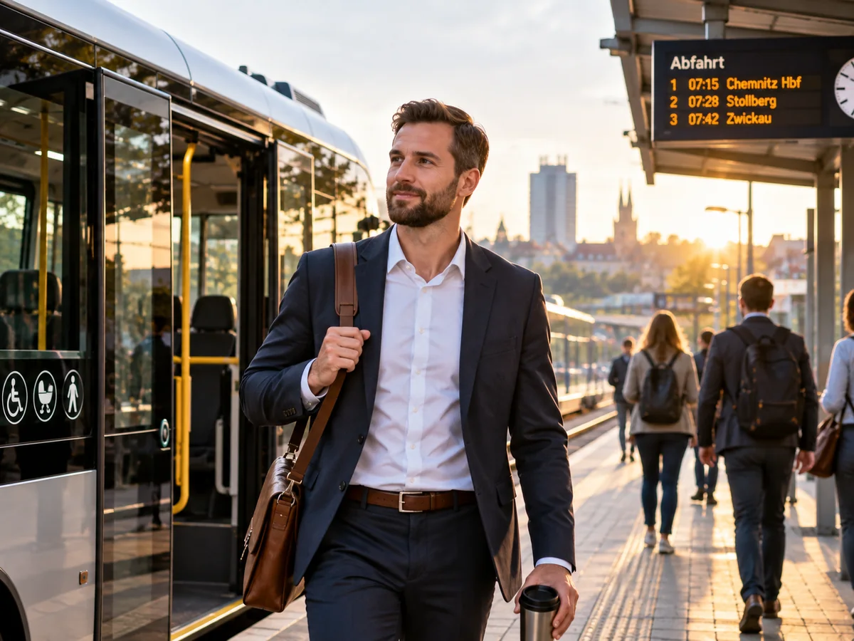 Berufspendler an einem Mobilitätsknotenpunkt