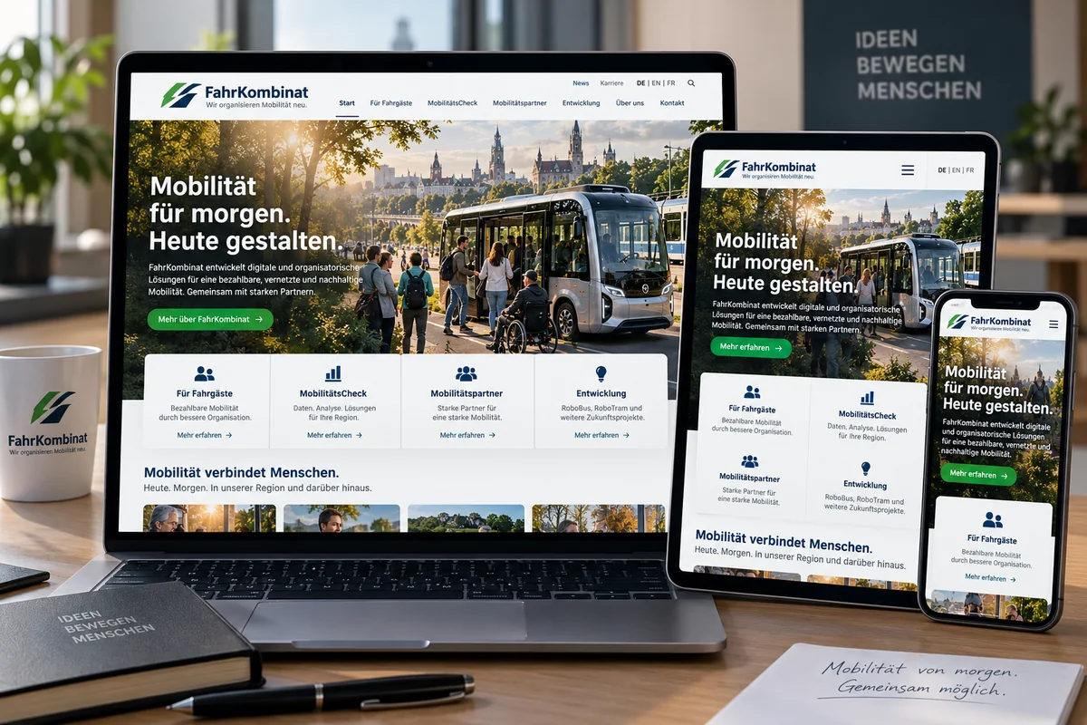 Digitale FahrKombinat Mobilitätsplattform auf mehreren Endgeräten