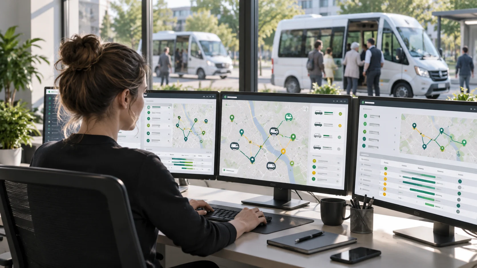 Dispatcher using route planning and vehicle dispatch software while mobility vehicles operate outside